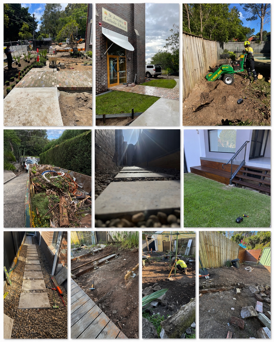 Landscaping improvement with paving edging and planted garden beds